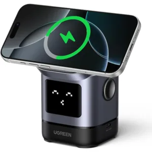 Estación de Carga Inalámbrica UGREEN Uno 2-en-1 15W con Base Magnética y Pantalla Emoji